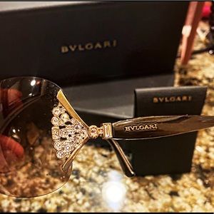 BVLGARI Crystals Sunglasses 6061B Brown and gold